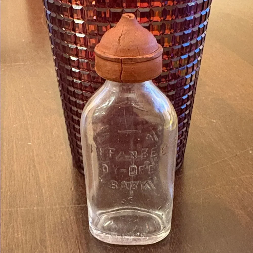 Vintage Effanbee Dy-Dee Baby embossed glass nursing bottle